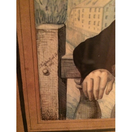 Aquarellporträt „Jean-Baptiste De“ von Moinat SA – Antiquitäten und Dekoration – Gouachen, Aquarelle, Pastelle