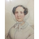 Aquarelle "Portrait Dame", monogrammé