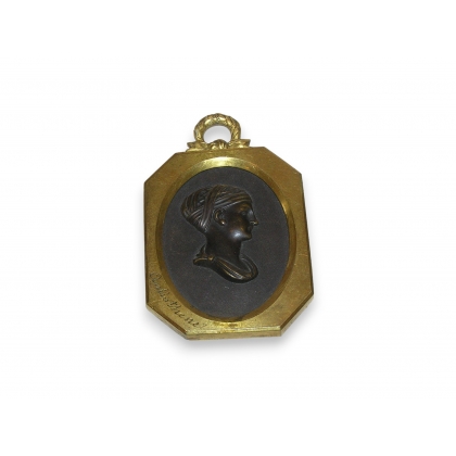 Petite plaque en bronze \"Portrait\"