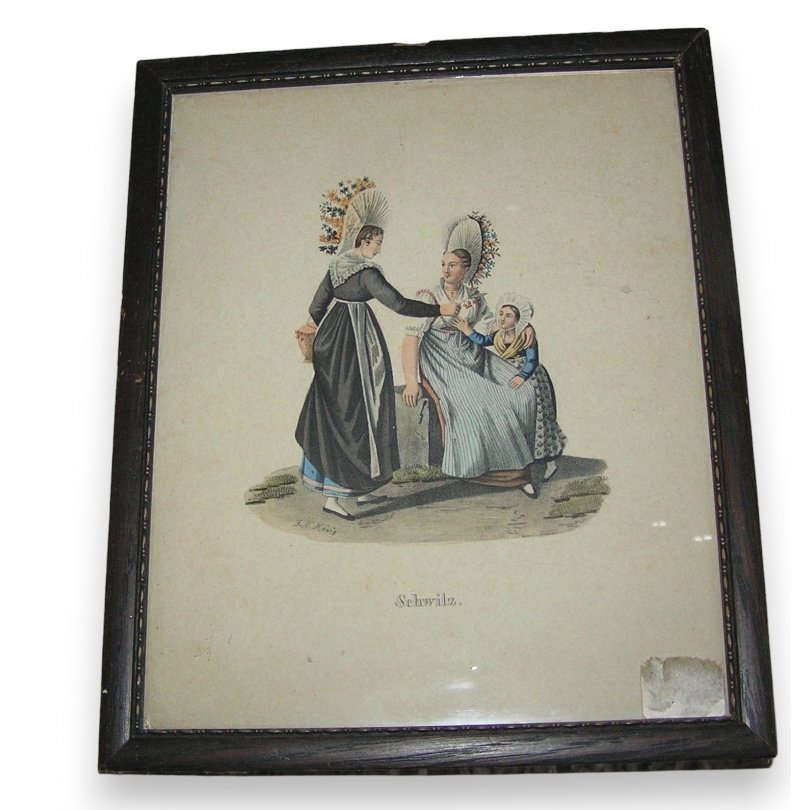 Gravure "Schwitz" signée König  sur Moinat SA  - Antiquités décoration -  Gravures, Lithos