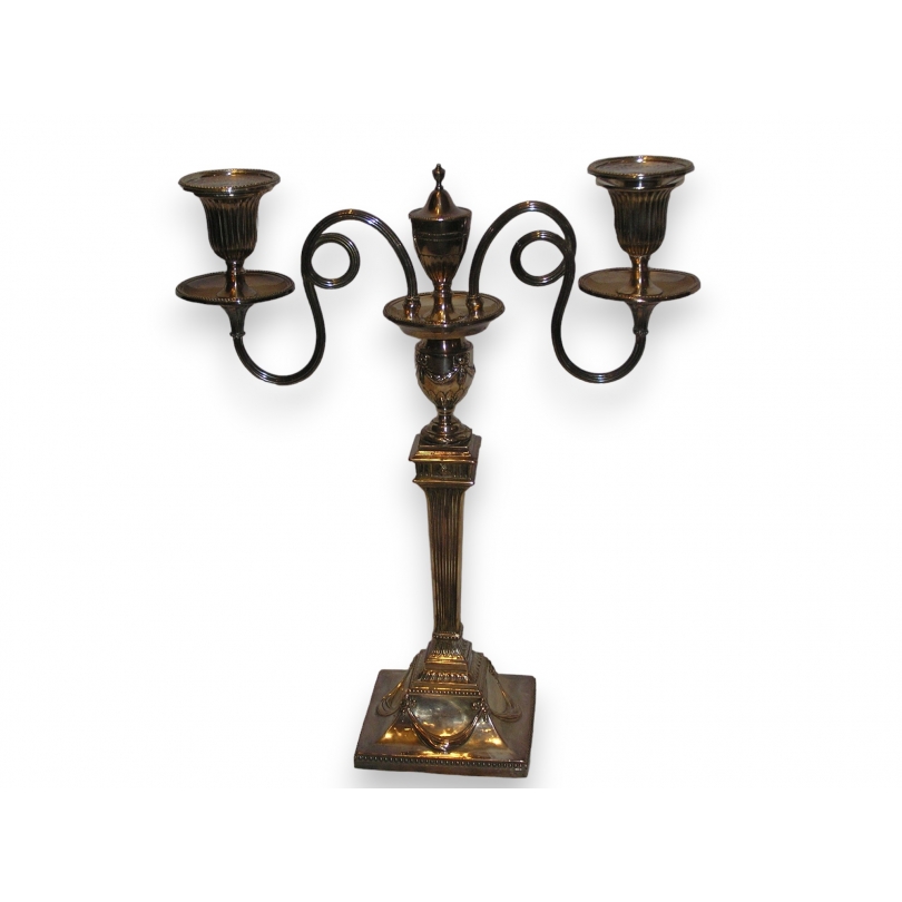 Silver-coloured metal 2-candle candlestick from Moinat SA – Antiques and home décor