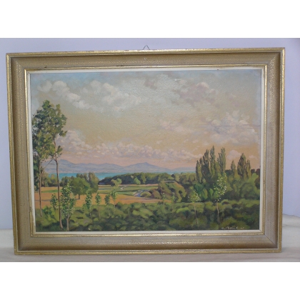 Oil "Landscape", signed A. BOREL 1947