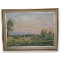 Huile "Paysage", signé A. BOREL 1947