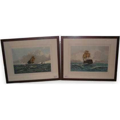 Ein Paar Stiche „Marine“ von Moinat SA – Antiquitäten und Dekoration – Stiche, Lithografien