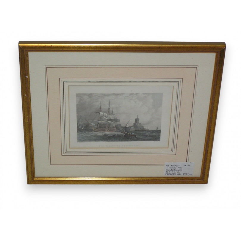 Engraving of "The Semaphore, Portsmouth" by Moinat SA – Antiques and decorative items – Engravings, lithographs