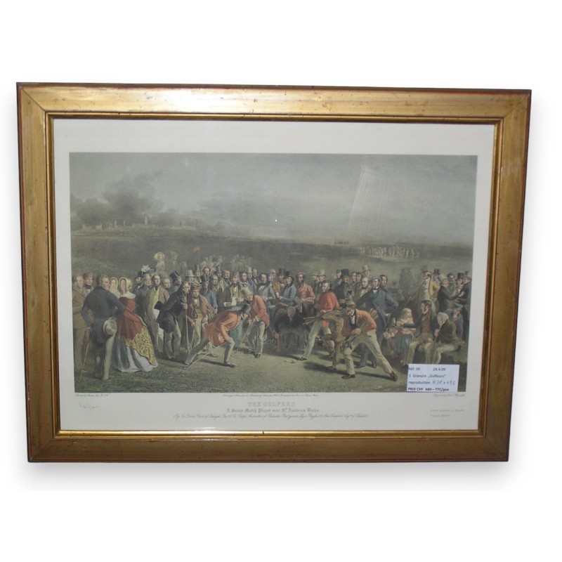 Engraving ‘Golfers’, reproduction by Moinat SA – Antiques and decorative items – Engravings, lithographs