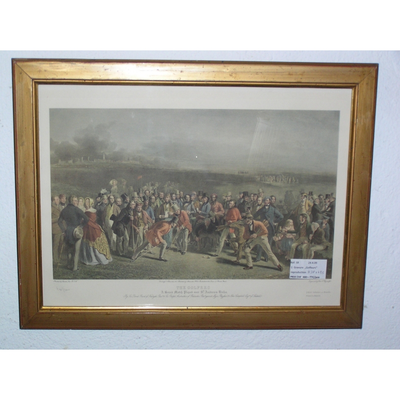 Engraving "Golfers", reproduction
