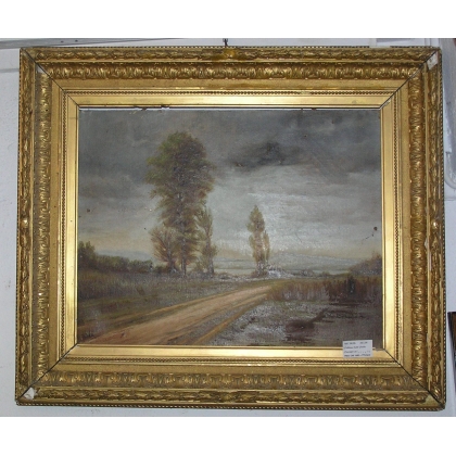 Oil on canvas "Landscape-Lake", non -
