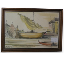 Aquarelle "Bateau" signée LE GREC 61