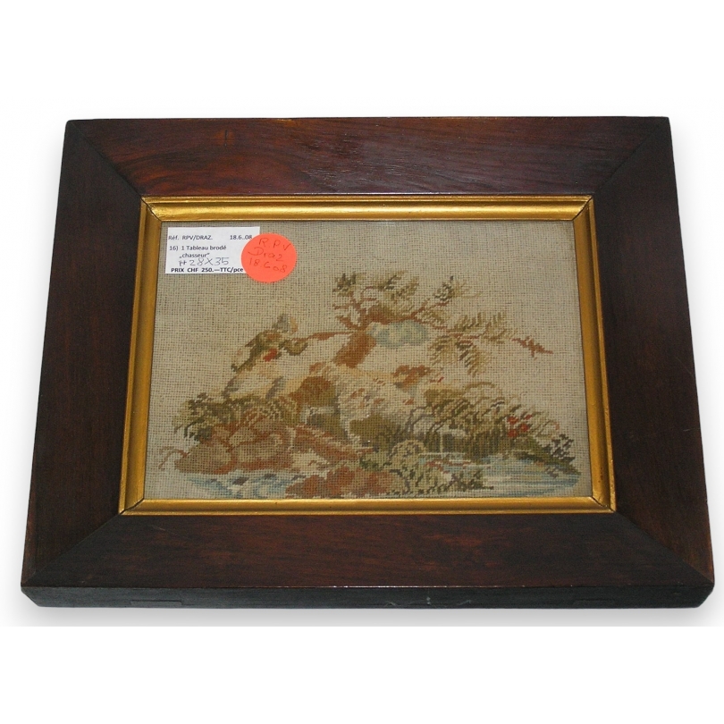Tableau brodé "Chasseur"