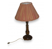 Lampe, pied en bois tourné, abat-jour