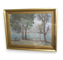 Huile sur toile "Vue du Tessin" signée G. DJAKELI