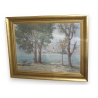 Huile sur toile "Vue du Tessin" signée G. DJAKELI