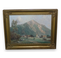 Tableau "Village bernois" signée G. DJAKELI
