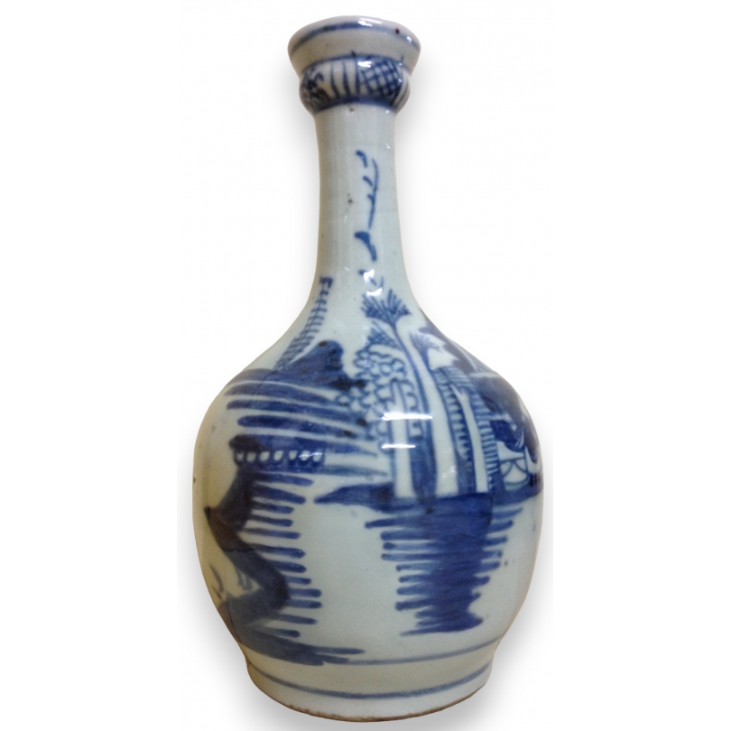  Vase en porcelaine, décor gris-bleu, sur  Moinat SA  - Antiquités décoration