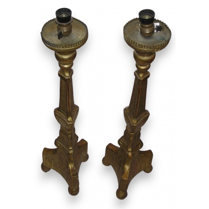Pair of gilded wooden candlesticks from  Moinat SA  - Antiques and home décor