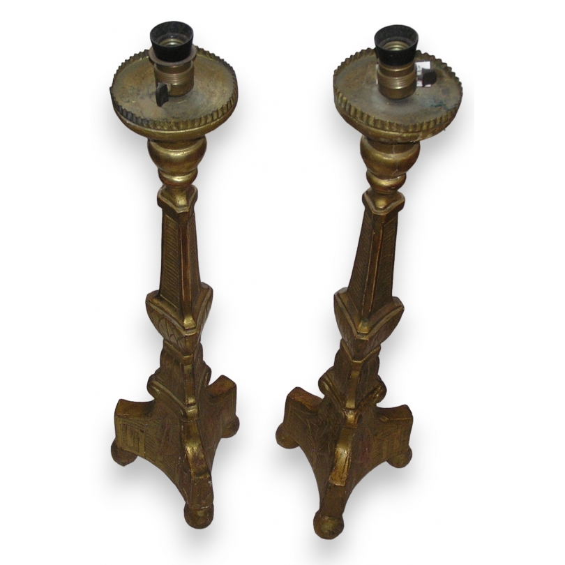Pair of gilded wooden candlesticks from  Moinat SA  - Antiques and home décor