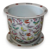 Cache-pot avec soucoupe en porcelaine