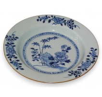 Assiette en porcelaine bleu/blanc