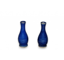 Paire de vases en grès coloris bleu