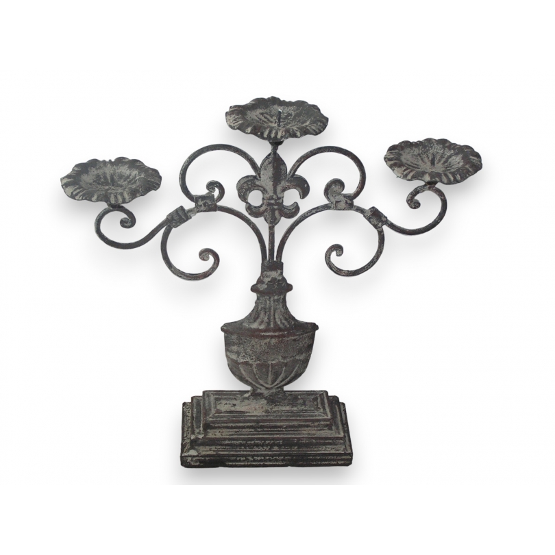 Small 3-candle tin candlestick from Moinat SA – Antiques and home décor