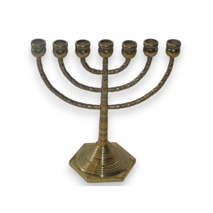 Hebrew candelabrum, 7-light, brass, from Moinat SA – Antiques and home décor