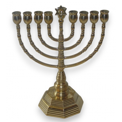 Hebrew candelabrum, 9-flame, brass, by Moinat SA – Antiques and decorative items