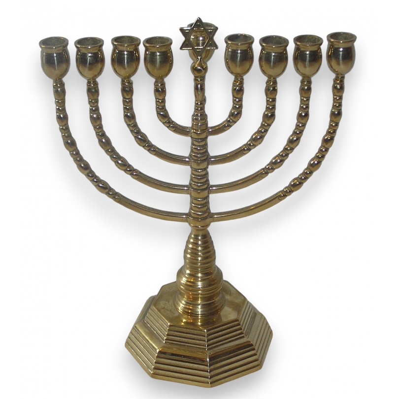 Hebrew candelabrum, 9-flame, brass, by Moinat SA – Antiques and decorative items