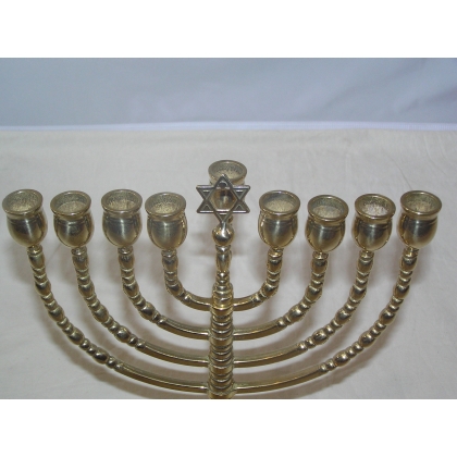 Hebrew candelabrum, 9-flame, brass, by Moinat SA – Antiques and decorative items