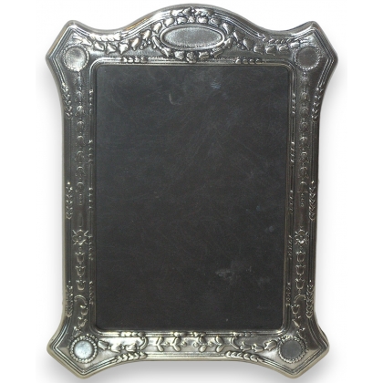 Cadre à photo \"fleurs\" en laiton argenté