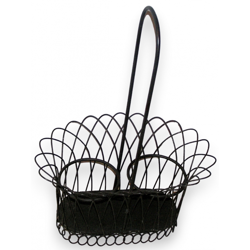 Panier porte-bouteille en fer noir