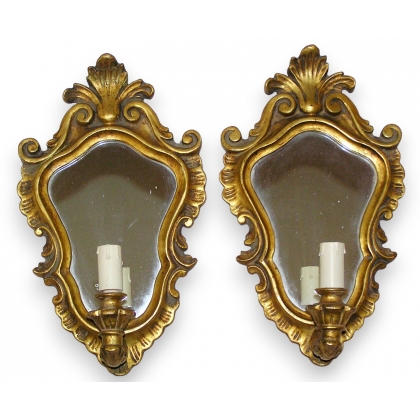 Pair of single-light mirror wall lights by Moinat SA – Antiques and home décor