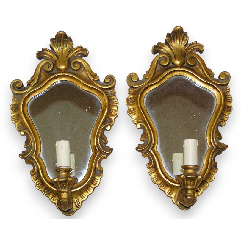  Paire d'appliques-miroir à 1 lumière en sur  Moinat SA  - Antiquités décoration