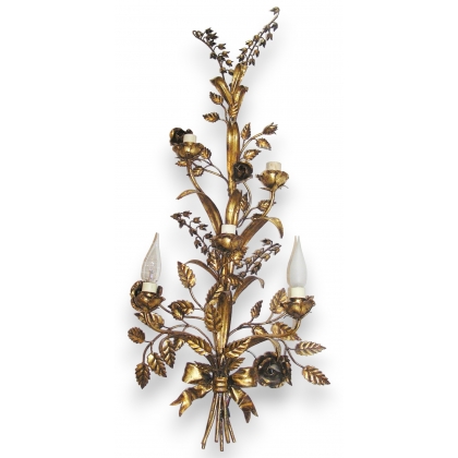  Applique "Gerbe de fleurs" en fer doré, sur  Moinat SA  - Antiquités décoration