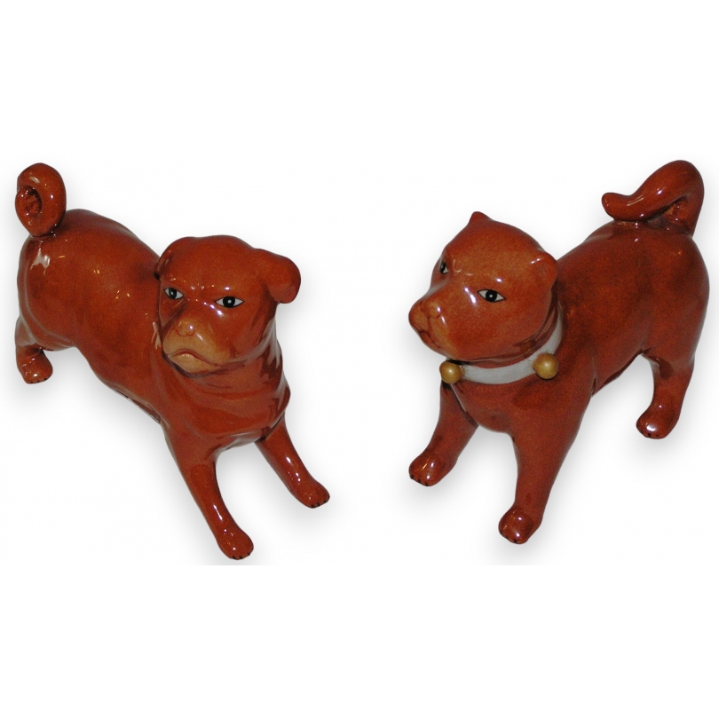 Pair of porcelain dogs, colours as shown on  Moinat SA  - Antiques and home décor