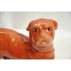 Paire de chiens en porcelaine, coloris rouge