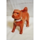 Paire de chiens en porcelaine, coloris rouge