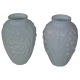 Paire de vases en opaline blanche