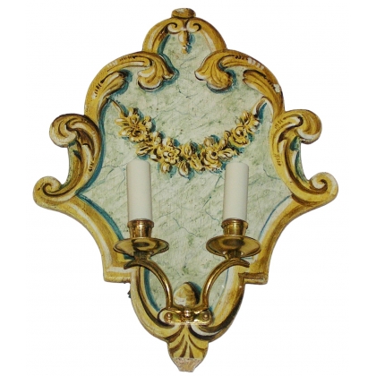 Two-light wall light in painted wood, from  Moinat SA  - Antiques and home décor
