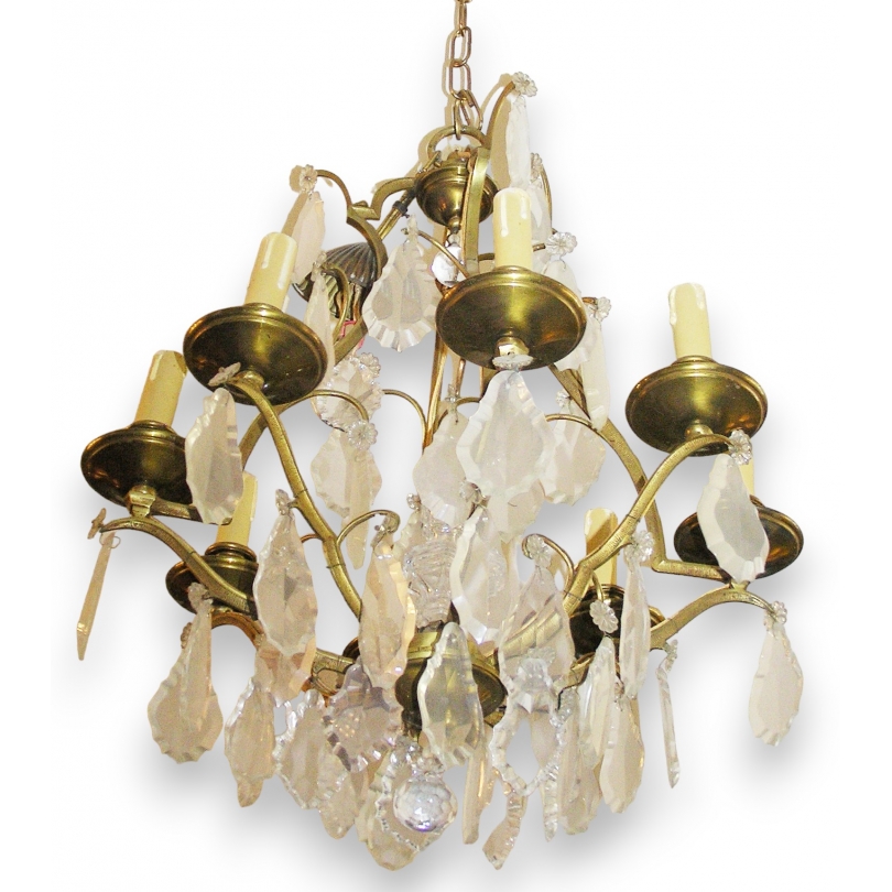 Lustre en bronze et cristal