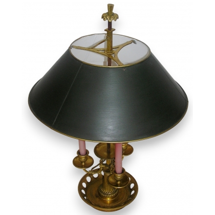 Lampe bouillotte en bronze, abat-jour