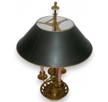 Lampe bouillotte en bronze, abat-jour