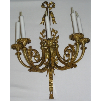 Pair of gilded bronze wall lights, rated 5 out of 5 on Moinat SA – Antiques and home décor