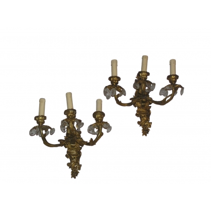 Pair of 3-light wall lights by Moinat SA – Antiques and home décor