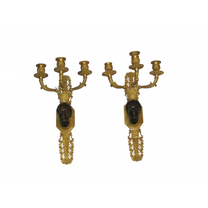 Pair of ‘Noir’ wall lights in gilded bronze from  Moinat SA  - Antiques and home décor