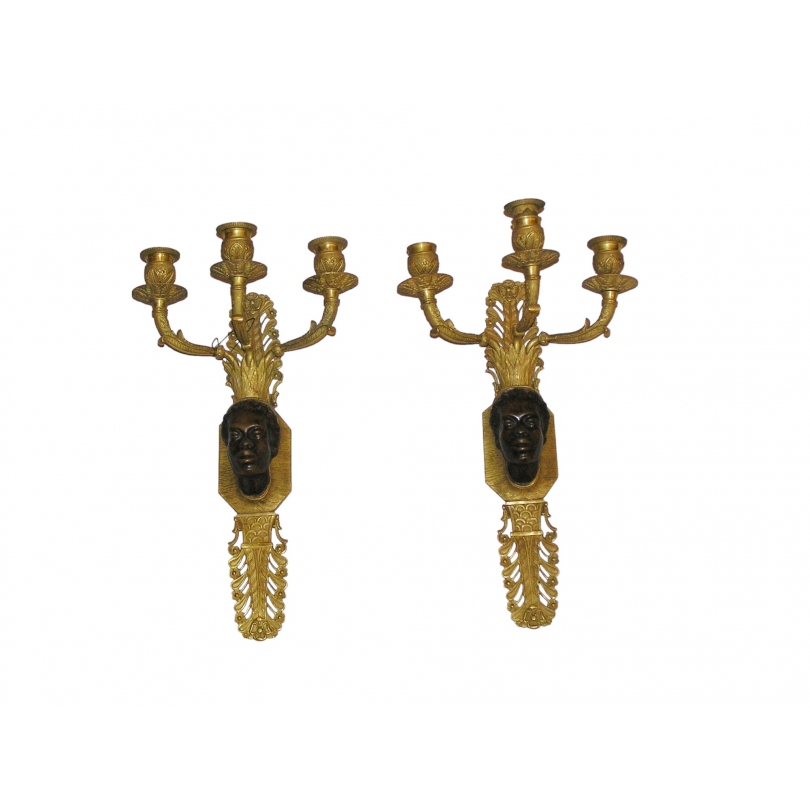 Pair of ‘Noir’ wall lights in gilded bronze from  Moinat SA  - Antiques and home décor