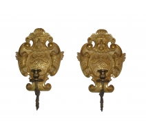 Paire d'appliques Louis XVI en bois