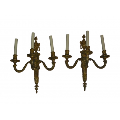 Paire d\'appliques Louis XVI en bronze