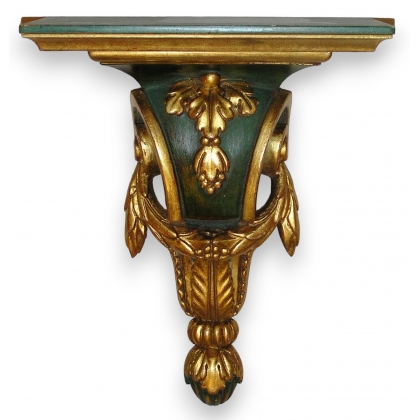 Carved wooden console table, painted green, by Moinat SA – Antiques and home décor