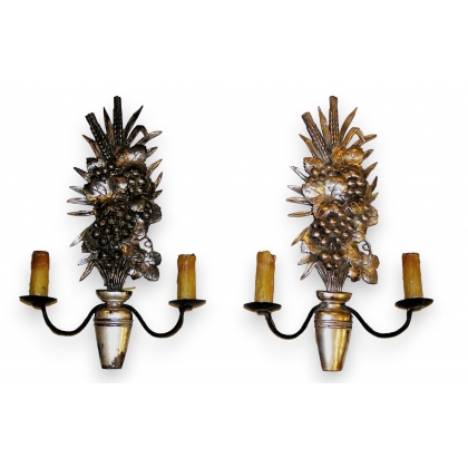 Paire d'appliques en bronze argenté sur  Moinat SA  - Antiquités décoration